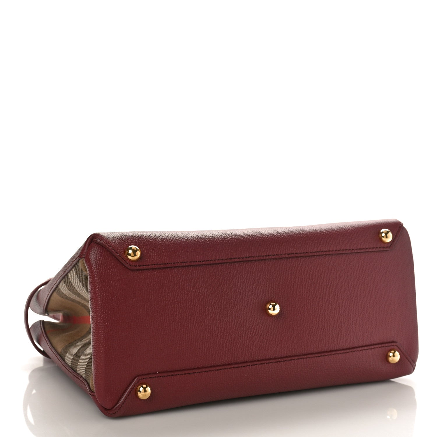Burberry Grainy Calfskin House Check Medium Banner Tote Mahogany Red 4 of 8