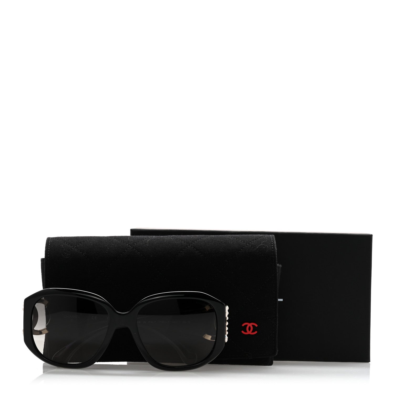 Chanel Acetate Pearl CC Square Sunglasses 71501-A Black 1815459