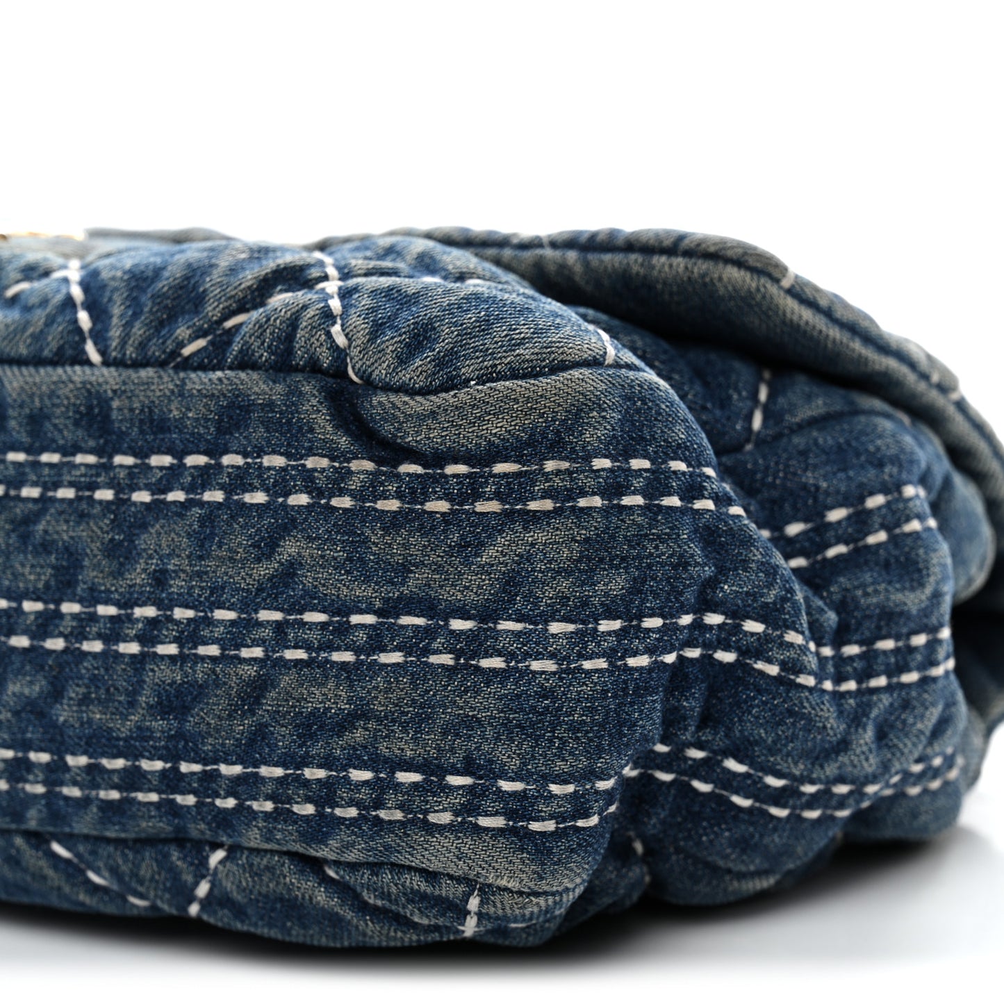 Denim Quilted Medium Denim Trip Single Flap Blue