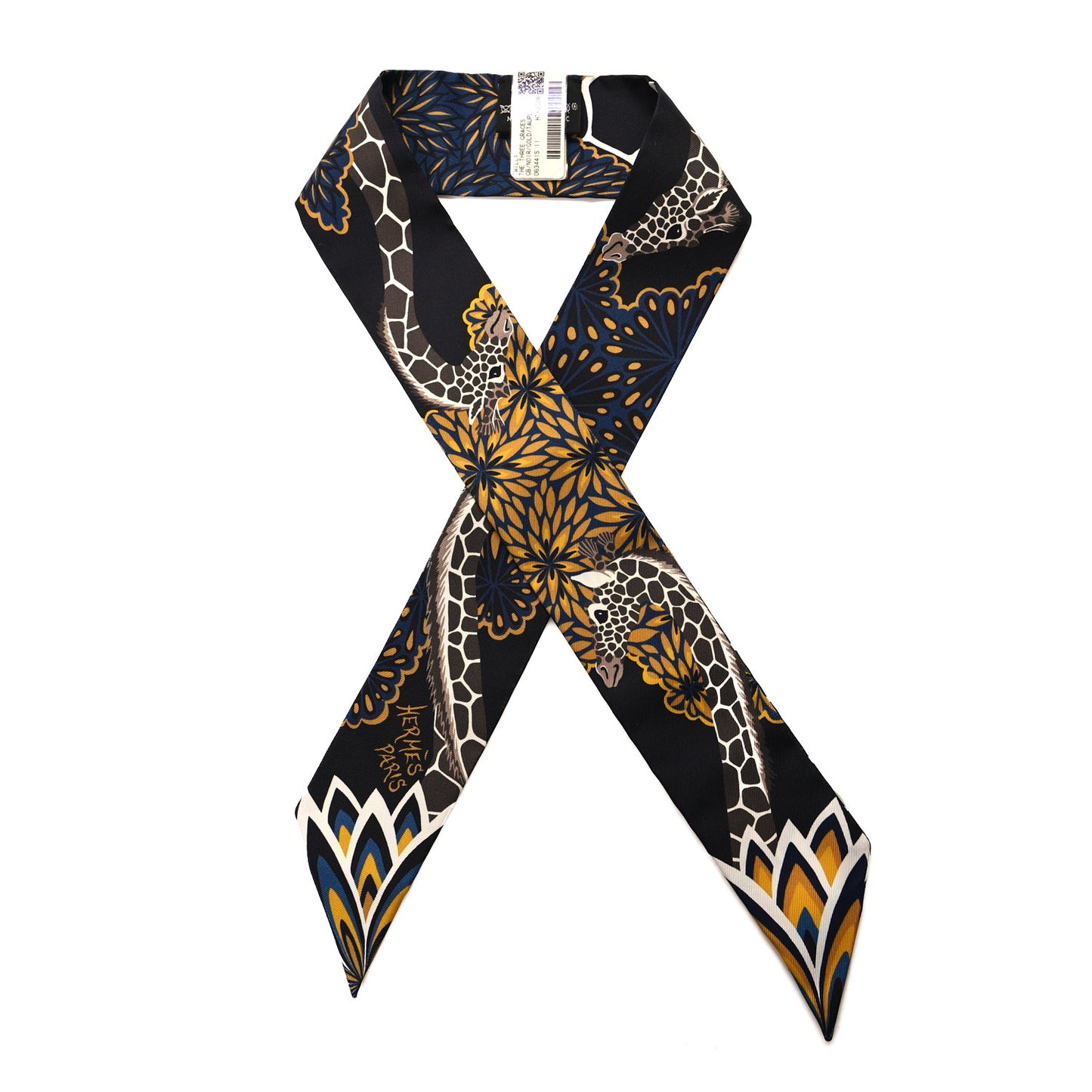 Silk Three Graces Twilly Black Gold Taupe