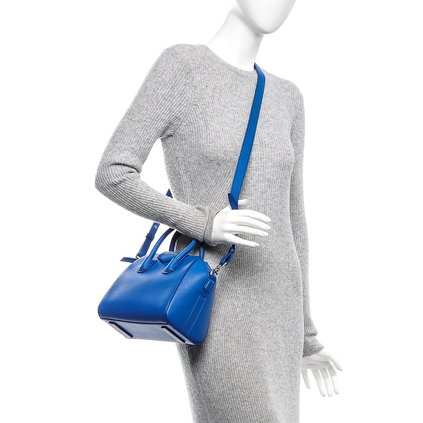 Sugar Goatskin Mini Antigona Indigo Blue