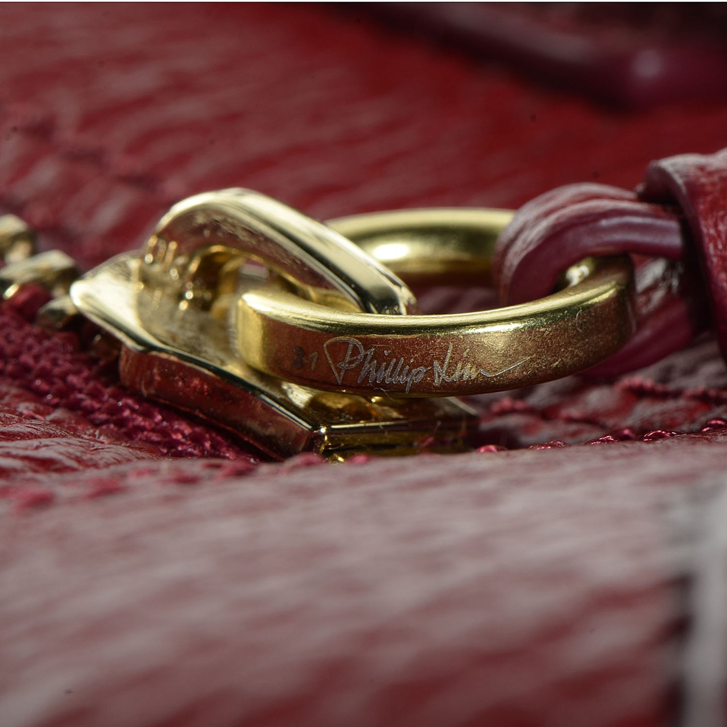 Textured Leather Large Pashli Satchel Crimson