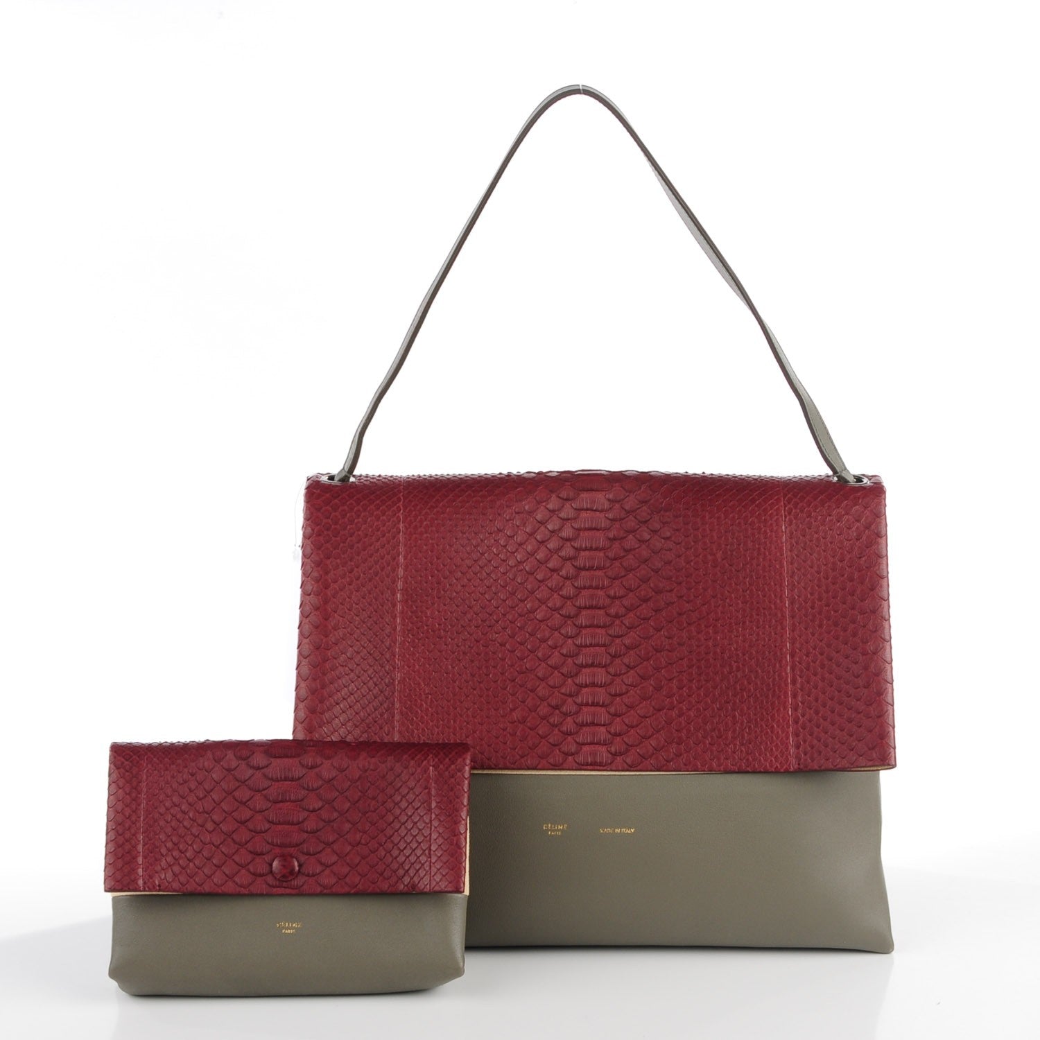 Celine Python Calfskin All Soft Shoulder Bag Burgundy 4 of 9