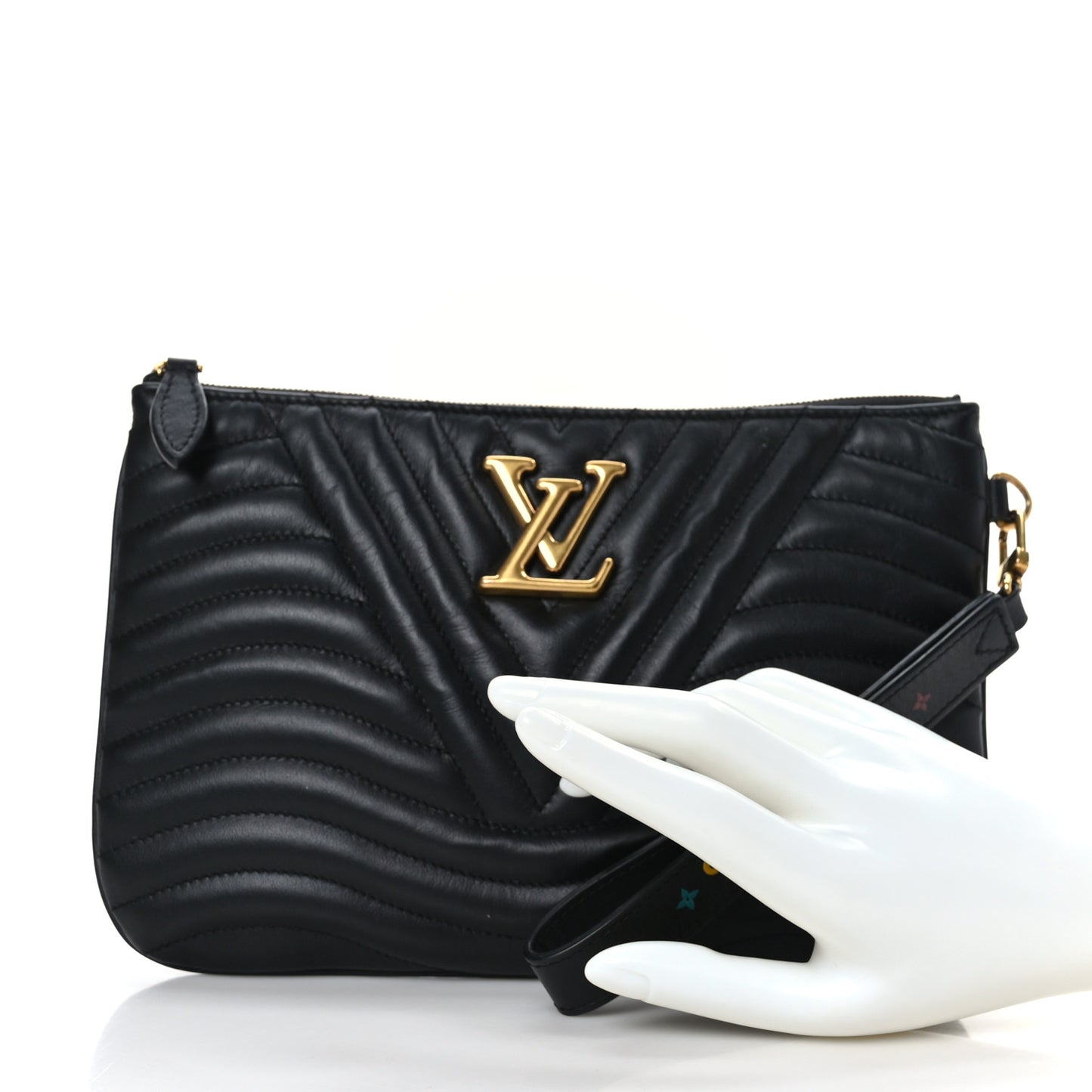 Calfskin New Wave Zipped Pochette Black