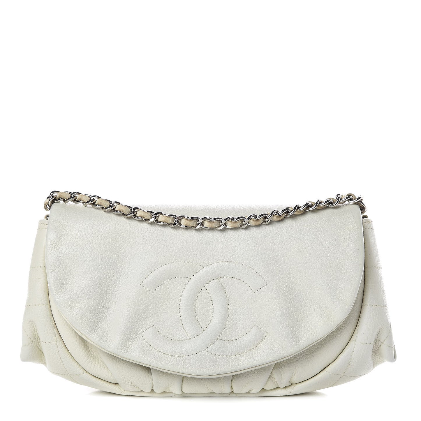 Caviar Half Moon Wallet On Chain WOC White