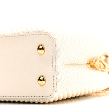 Louis Vuitton Metallic Calfskin Satin Pearl Embellished Mini Treasure Capucines Cream 9 of 9