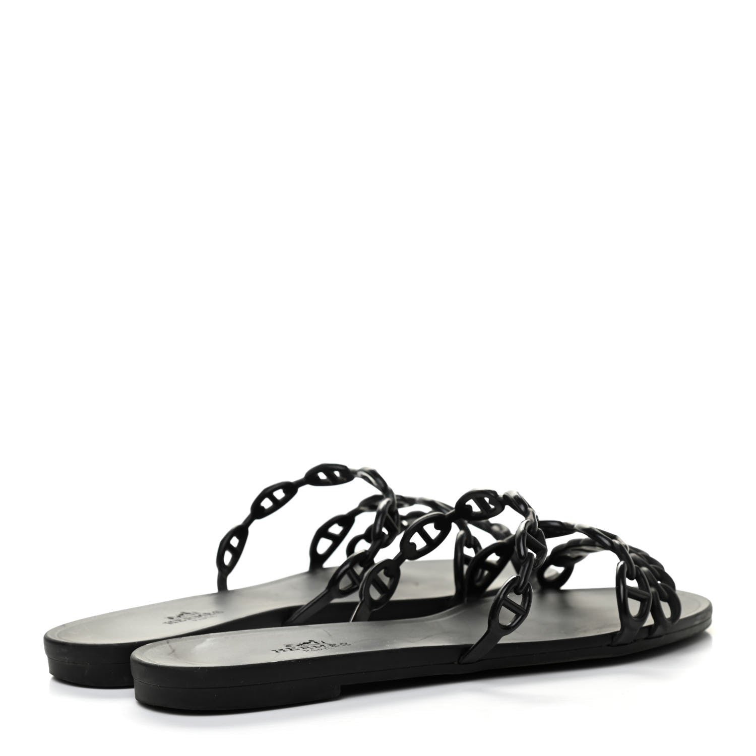 Hermes Rubber Chaine d'Ancre Rivage Sandals 38 Black 4 of 8