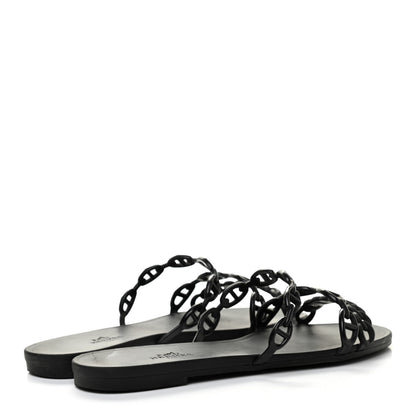 Hermes Rubber Chaine d'Ancre Rivage Sandals 38 Black 4 of 8