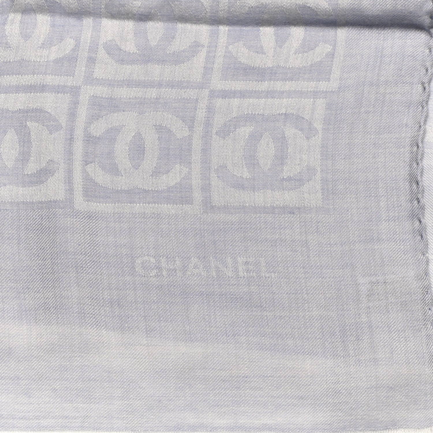 Chanel Cashmere Silk CC Scarf Blue 4 of 6