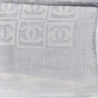 Chanel Cashmere Silk CC Scarf Blue 4 of 6