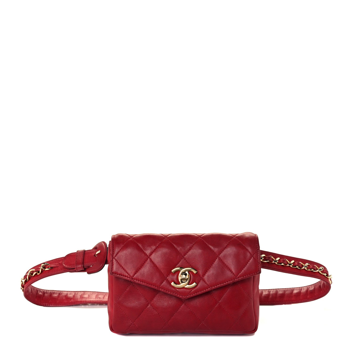 Chanel Lambskin Quilted Flap Waist Belt Bag Red 1 of 11