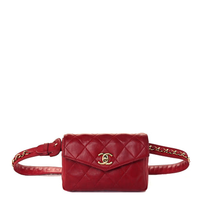 Chanel Lambskin Quilted Flap Waist Belt Bag Red 1 of 11