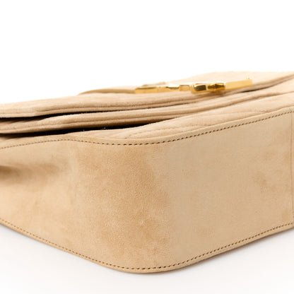 Saint Laurent Suede Matelasse Chevron Monogram Medium Sulpice Beige 10 of 11
