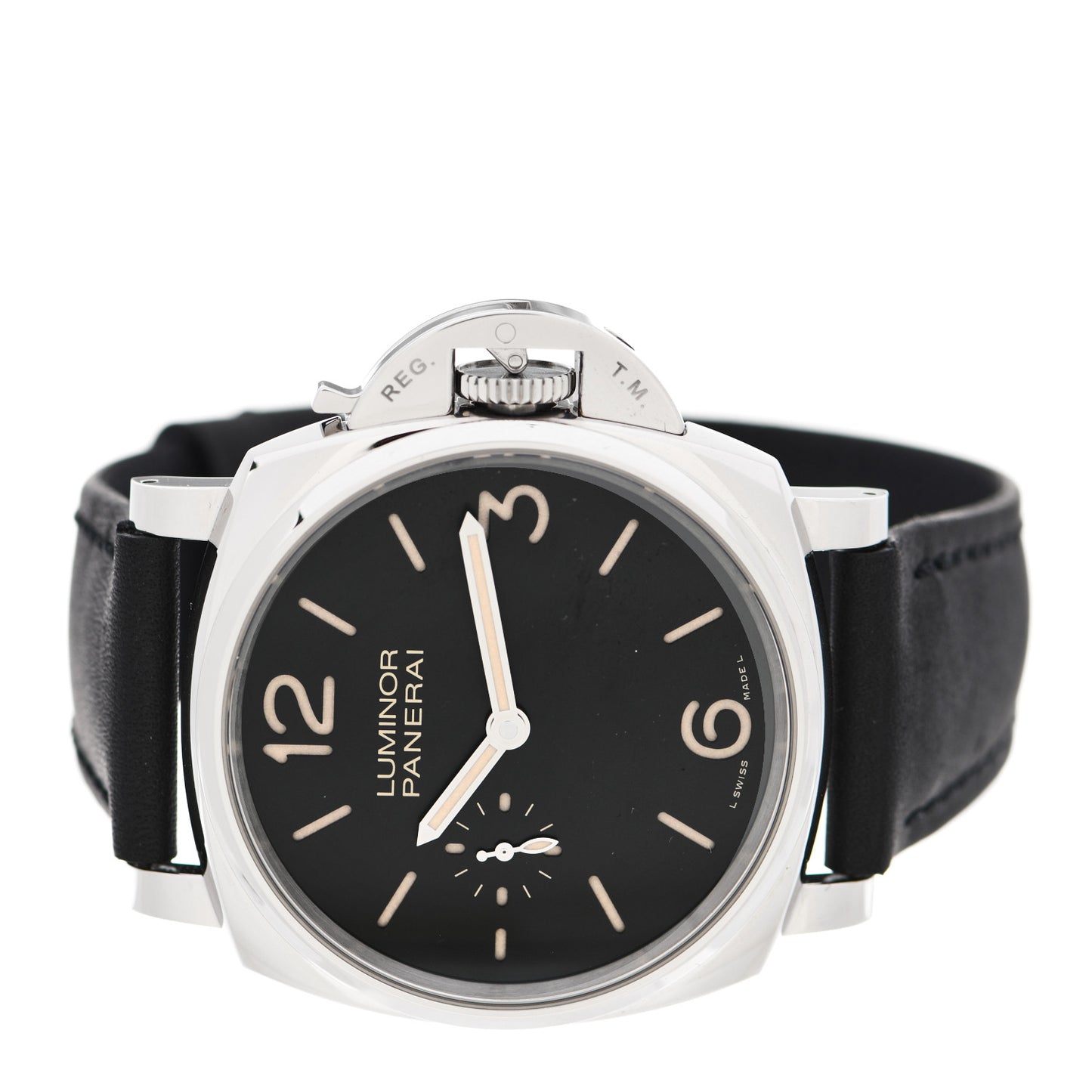 Stainless Steel Alligator 42mm Luminor Due Manual Winding Watch Black PAM00676