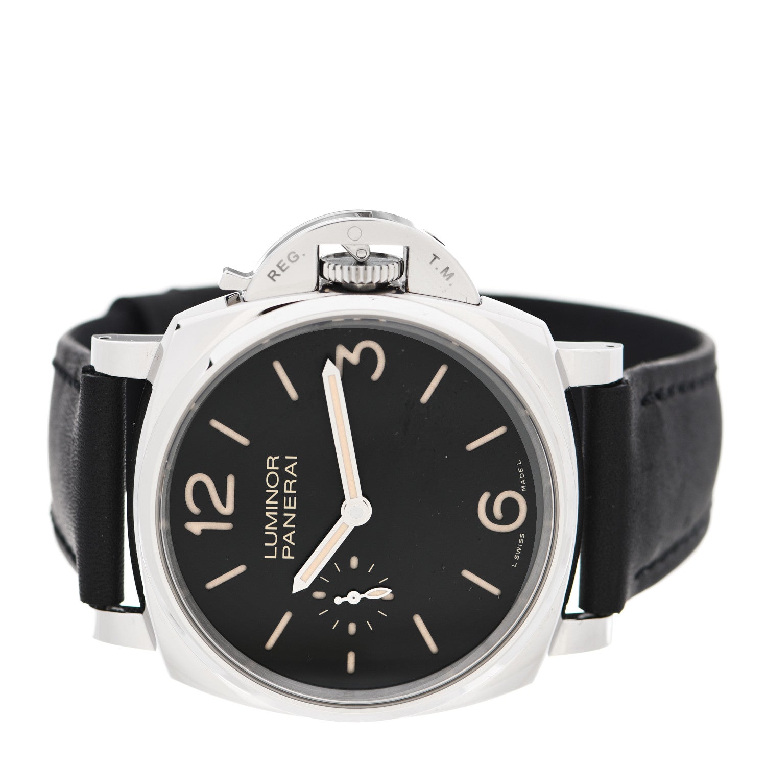 Panerai Stainless Steel Alligator 42mm Luminor Due Manual Winding Watch Black PAM00676 2 of 5
