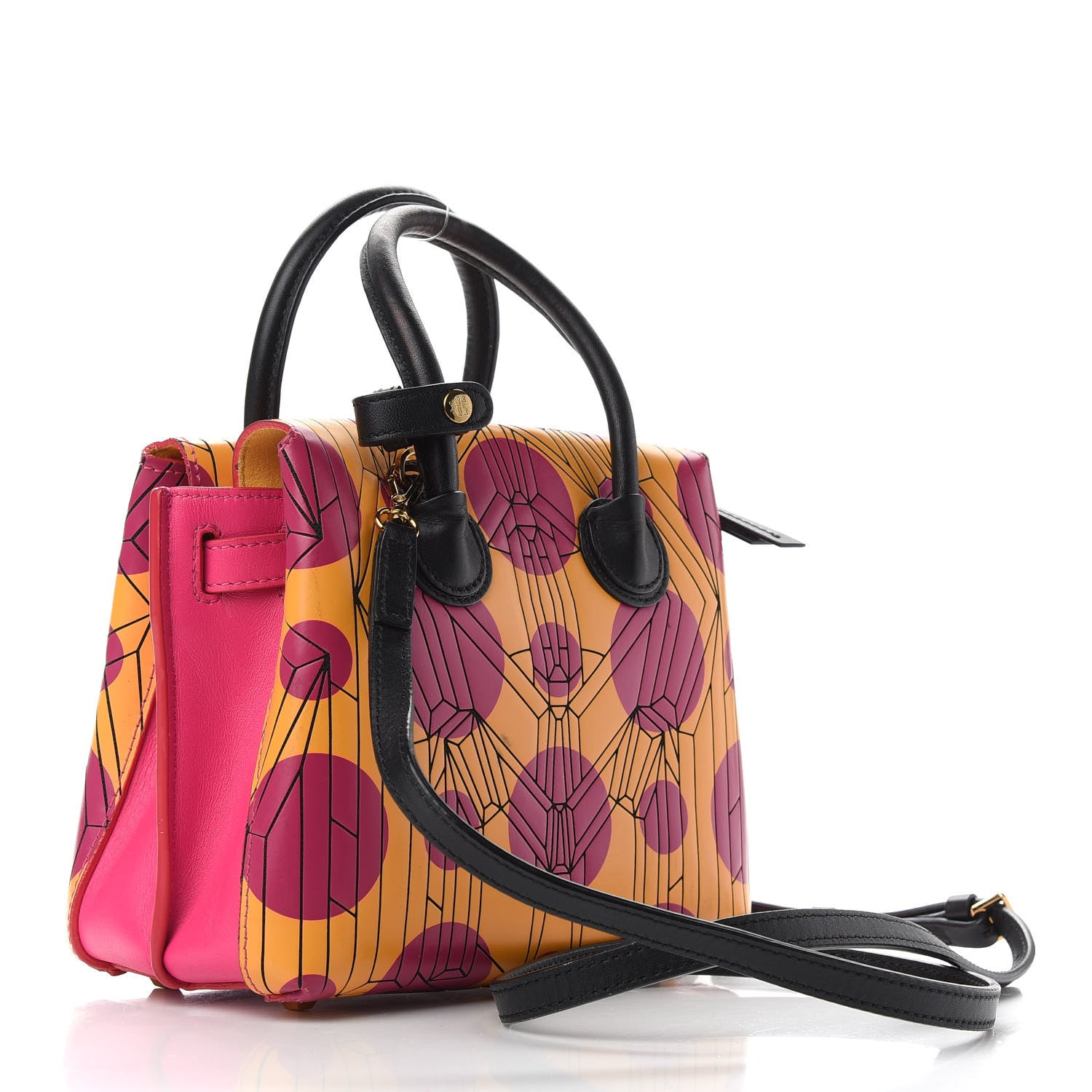 MCM Calfskin Cosmo Mini Milla Tote Yellow Pink 3 of 10