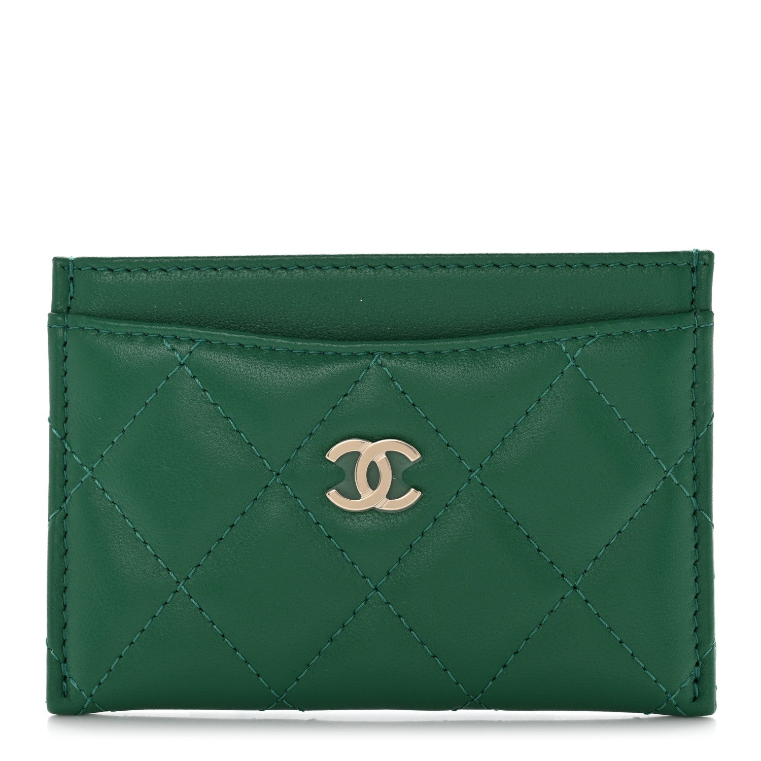 Chanel Lambskin Quilted Card Holder Green 1 of 9