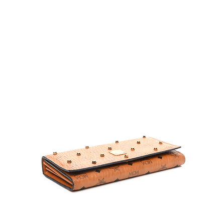 MCM Visetos Studded Continental Flap Wallet Cognac 4 of 7