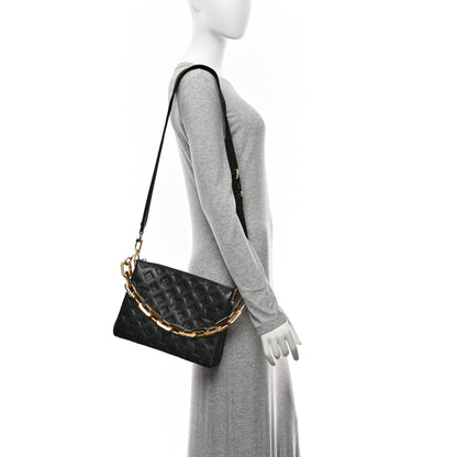 Louis Vuitton Lambskin Embossed Monogram Scarf Coussin PM Black 2 of 9