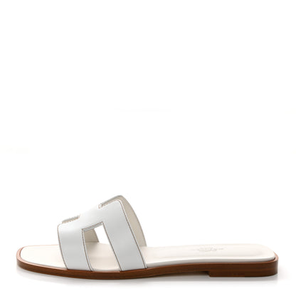 Hermes Box Calfskin Oran Sandals 36.5 White 1 of 9