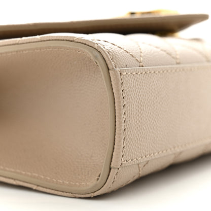 Saint Laurent Grain De Poudre Textured Mixed Matelasse Triquilt Small Monogram Satchel Dark Beige 8 of 9