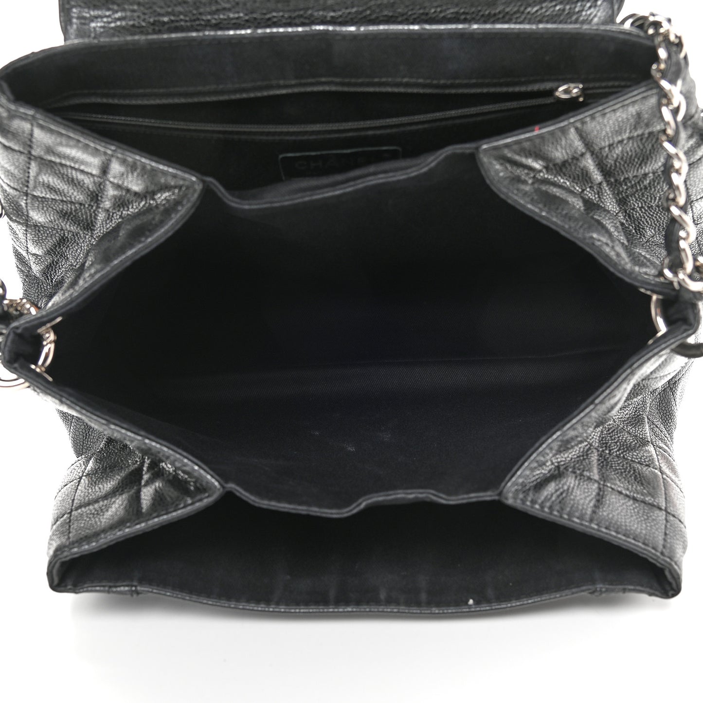 Caviar Quilted Timeless Accordion Flap Black
