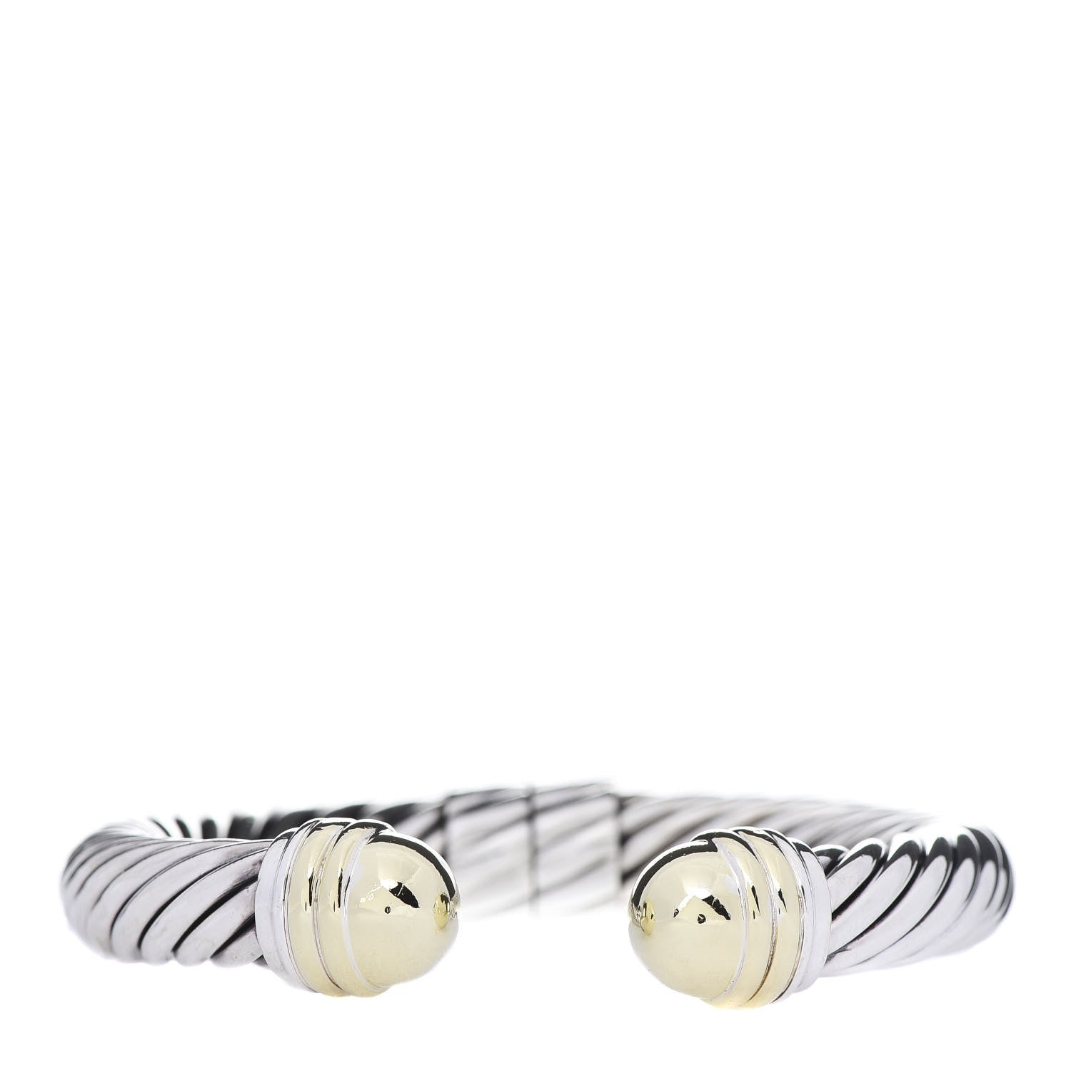 David Yurman Sterling Silver 14K Yellow Gold 10mm Cable Classics Bracelet 1 of 4