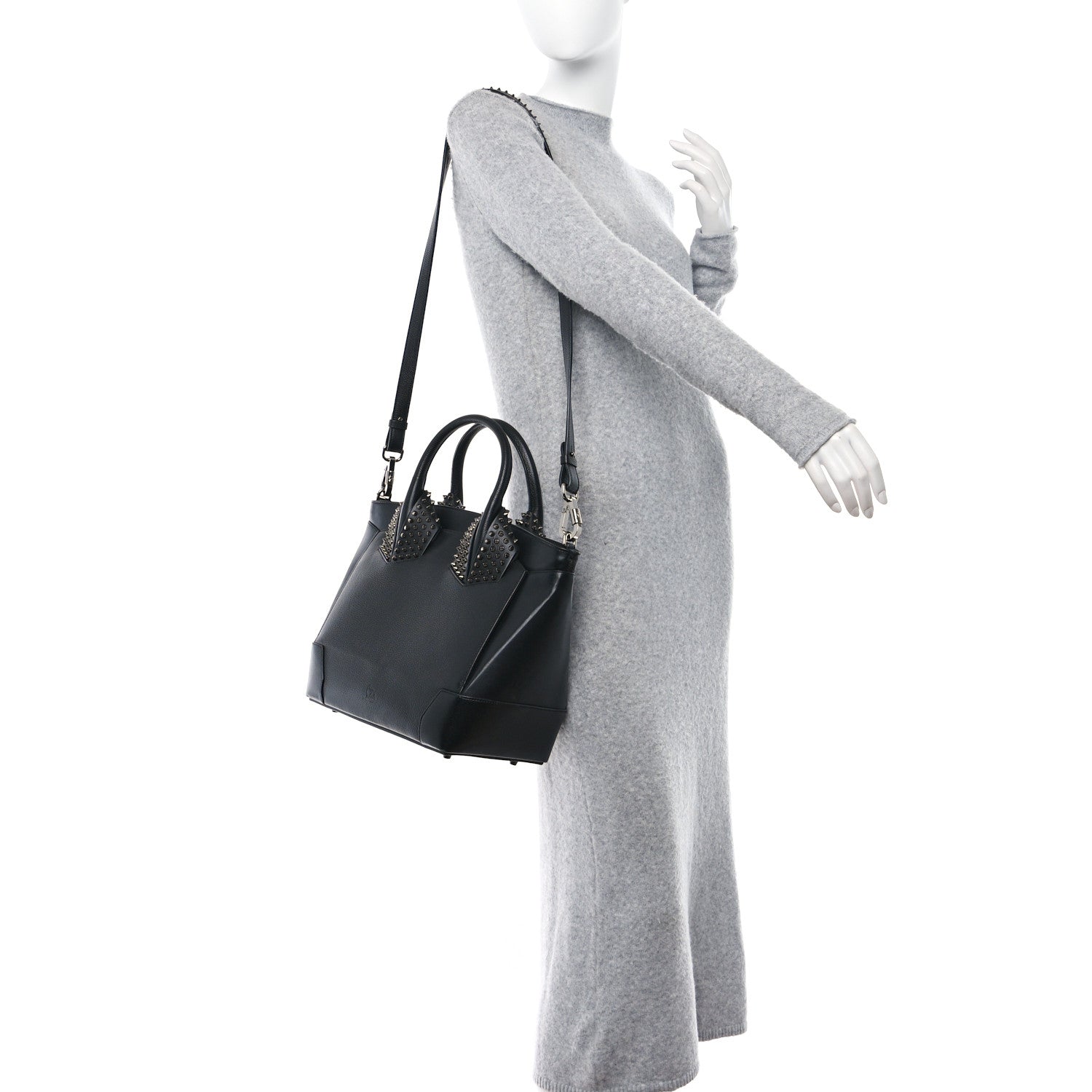 Christian Louboutin Grained Calfskin Spike Large Eloise Tote Black 2 of 9