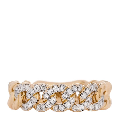 David Yurman 18K Yellow Gold Diamond 5mm Belmont Curb Link Band Ring 48 4.5 1 of 4