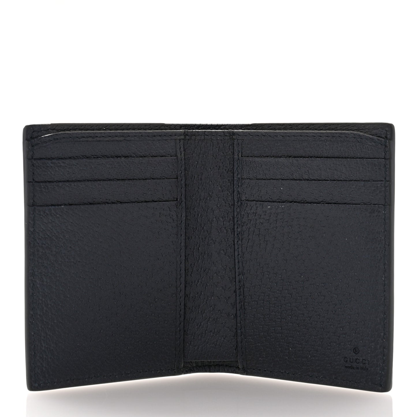 GG Supreme Monogram Calfskin Ophidia Bi-Fold Wallet Navy Blue