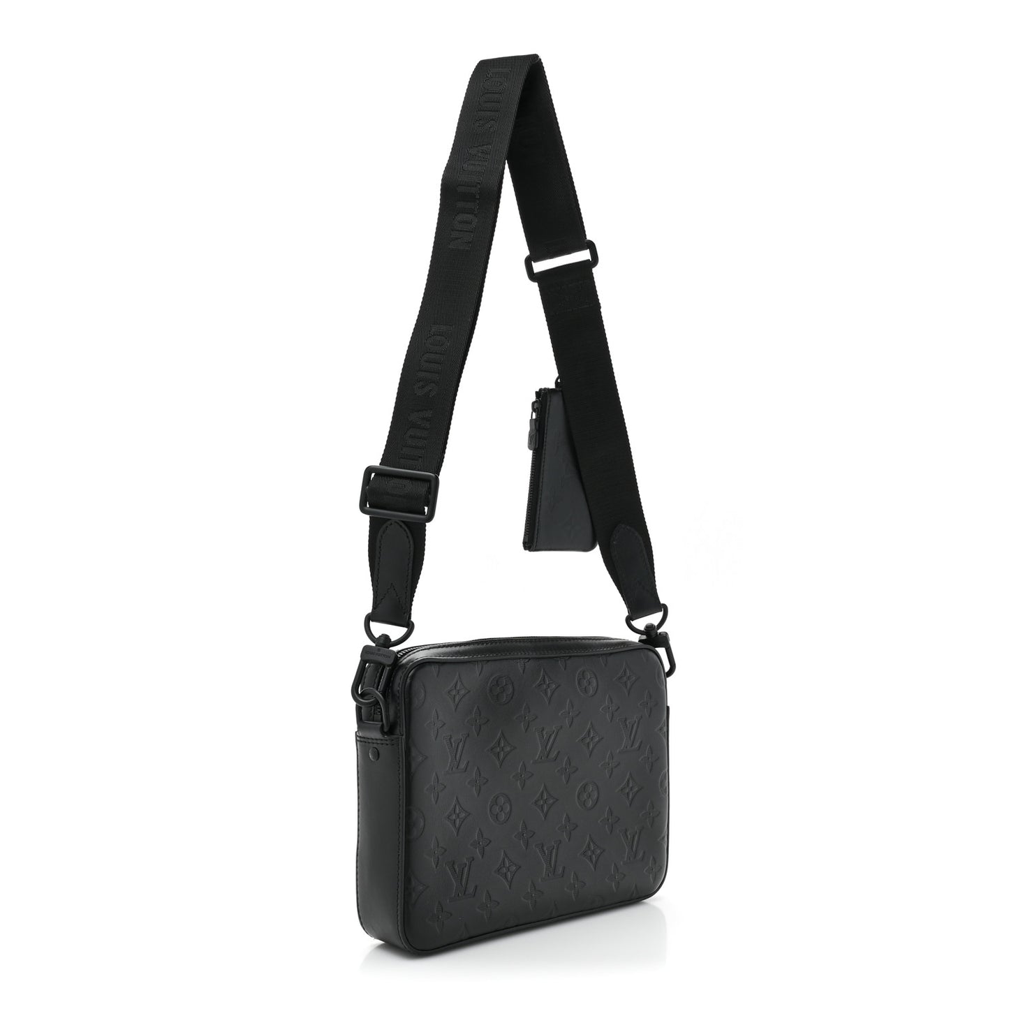 LOUIS VUITTON Calfskin Monogram Shadow Duo Messenger Black