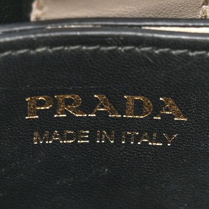 Prada Saffiano Cuir Calfskin Small Panier Bucket Bag White Black 7 of 13
