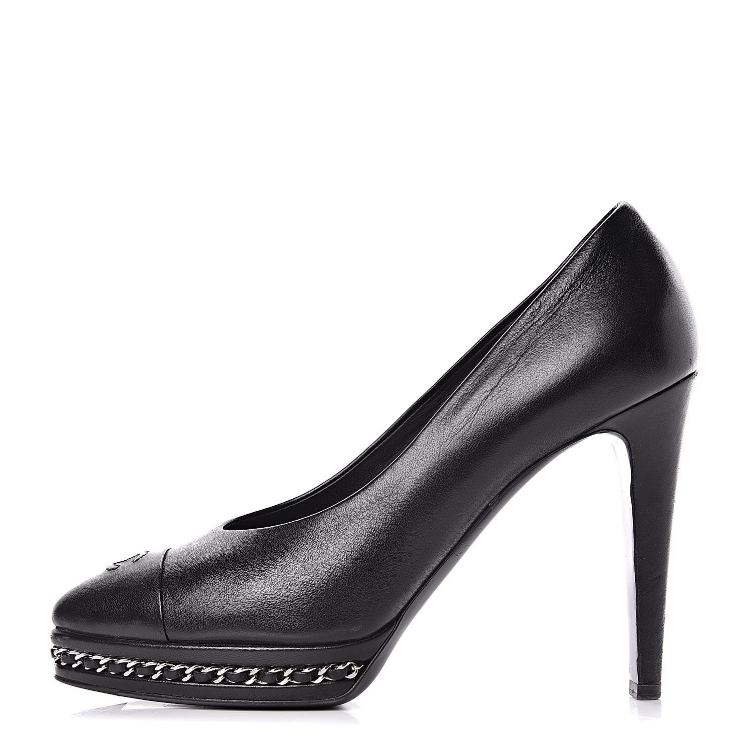 Chanel Lambskin CC Cap Toe Platform Chain Pumps 39 Black 1 of 14