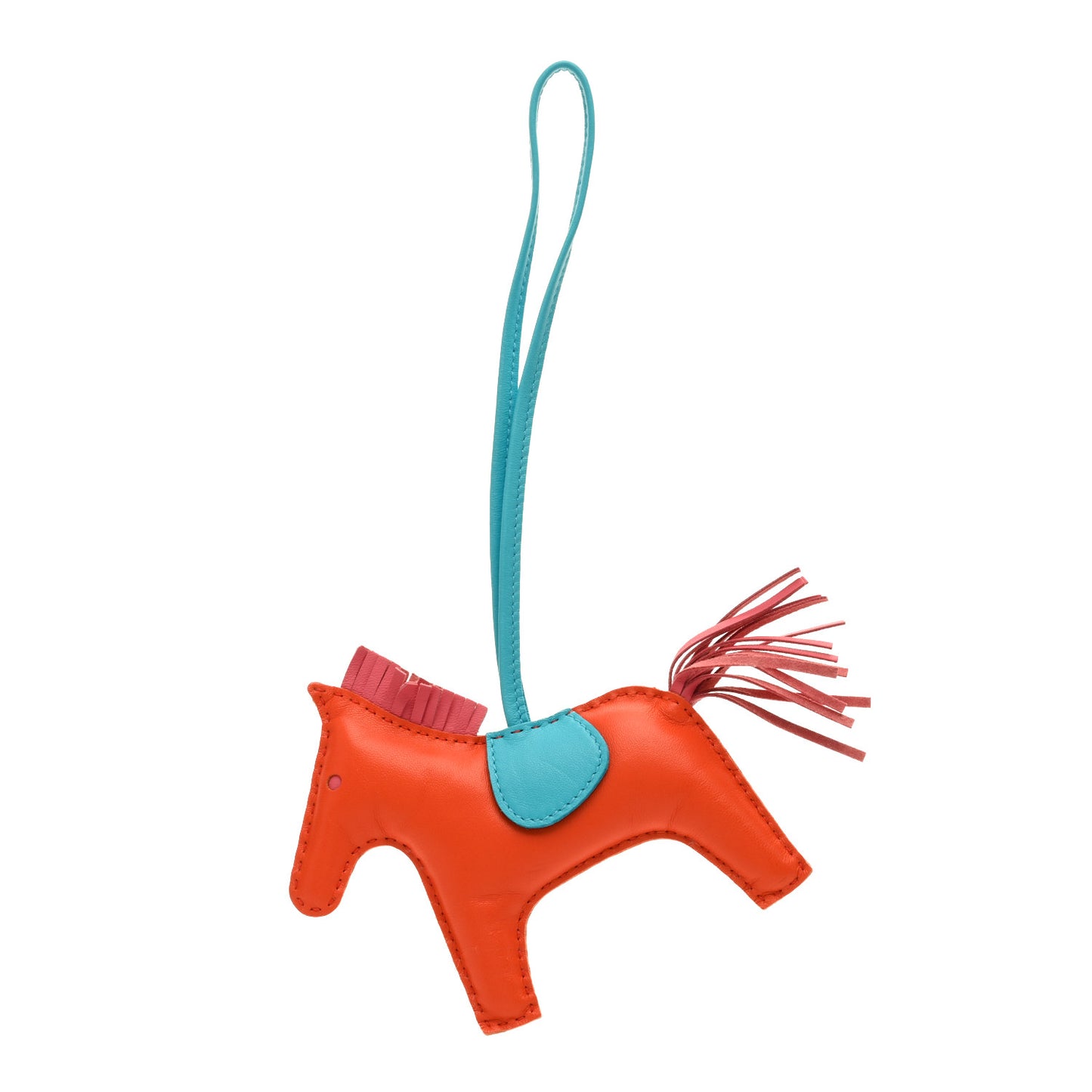 Milo Lambskin Grigri Rodeo Horse Bag Charm GM Rose Azalee Orange Poppy Bleu Azteque