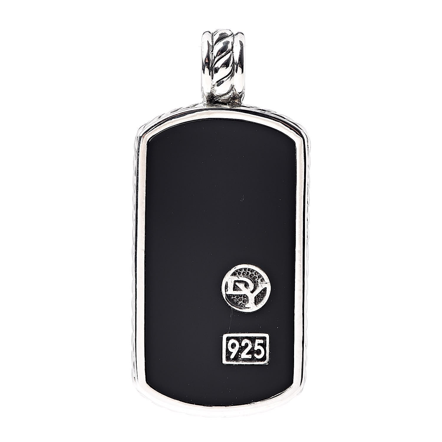 David Yurman Sterling Silver Black Onyx Dog Tag Pendant 1 of 2