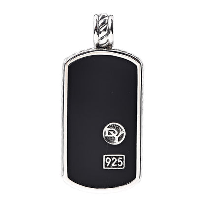David Yurman Sterling Silver Black Onyx Dog Tag Pendant 1 of 2