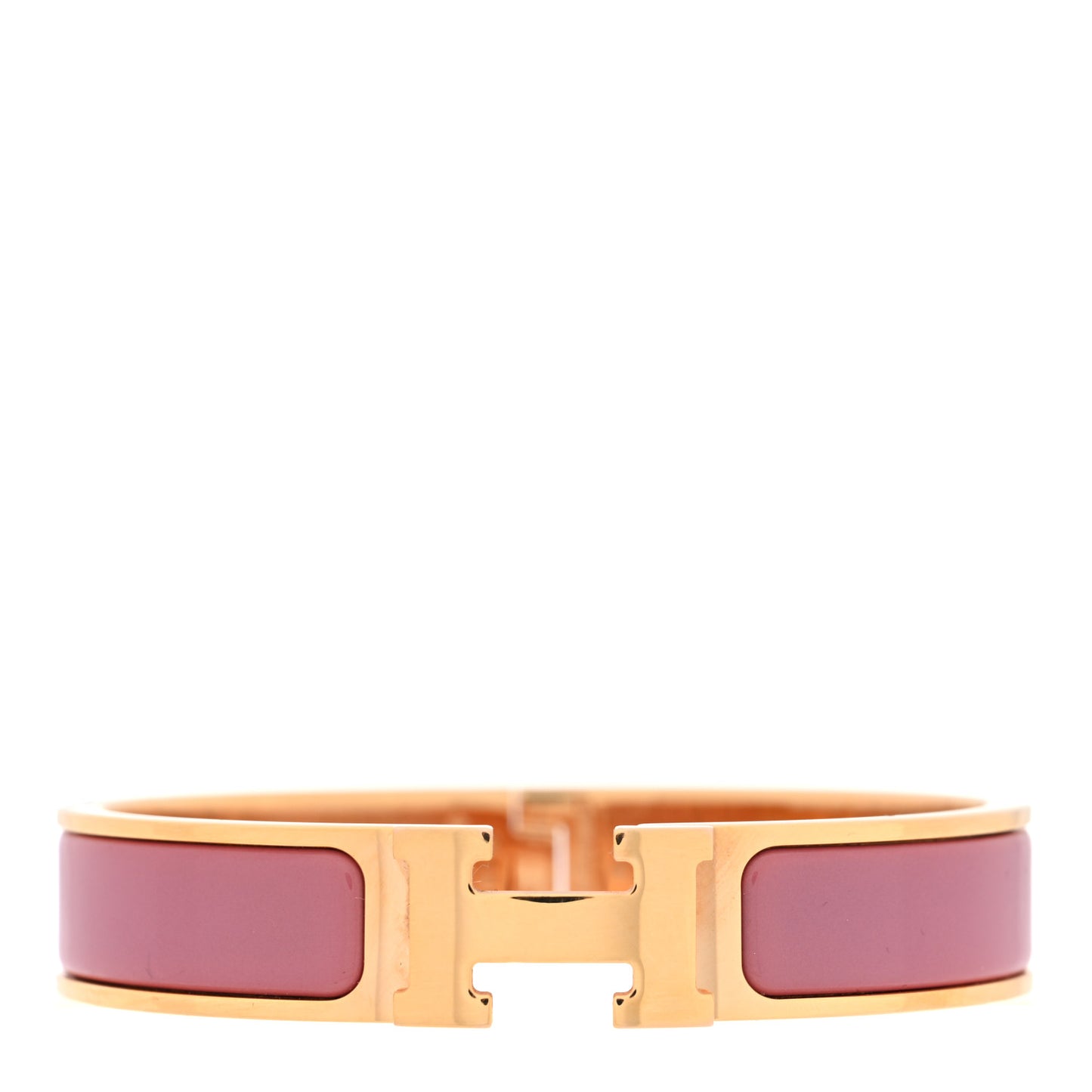 Enamel Narrow Clic Clac H Bracelet PM Rose Velours