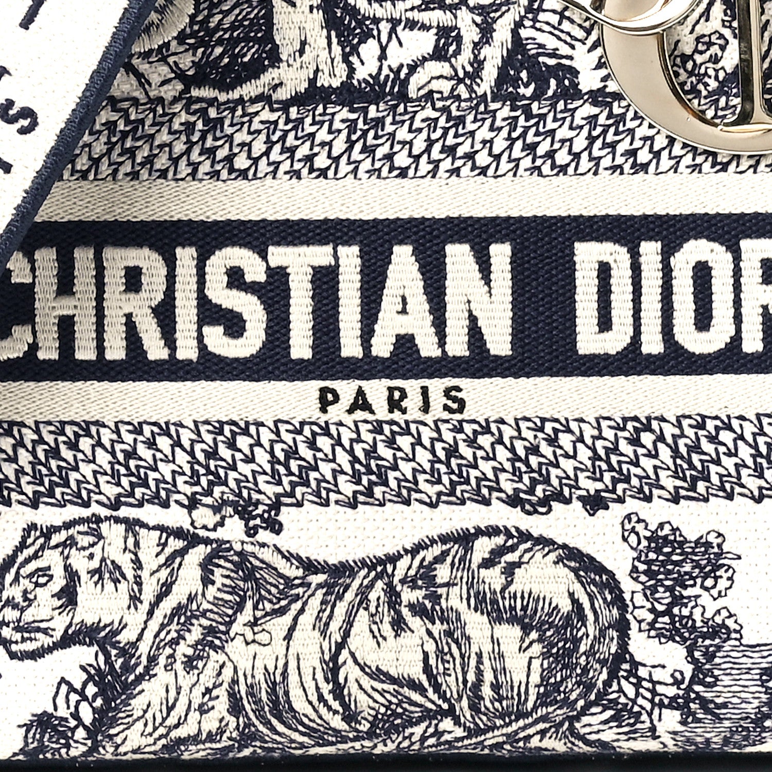 Christian Dior Toile de Jouy Embroidered Medium Lady D-Lite Blue 8 of 11