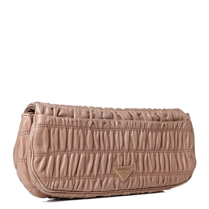 Prada Nappa Gaufre Ruched Wristlet Clutch Pomice 2 of 12