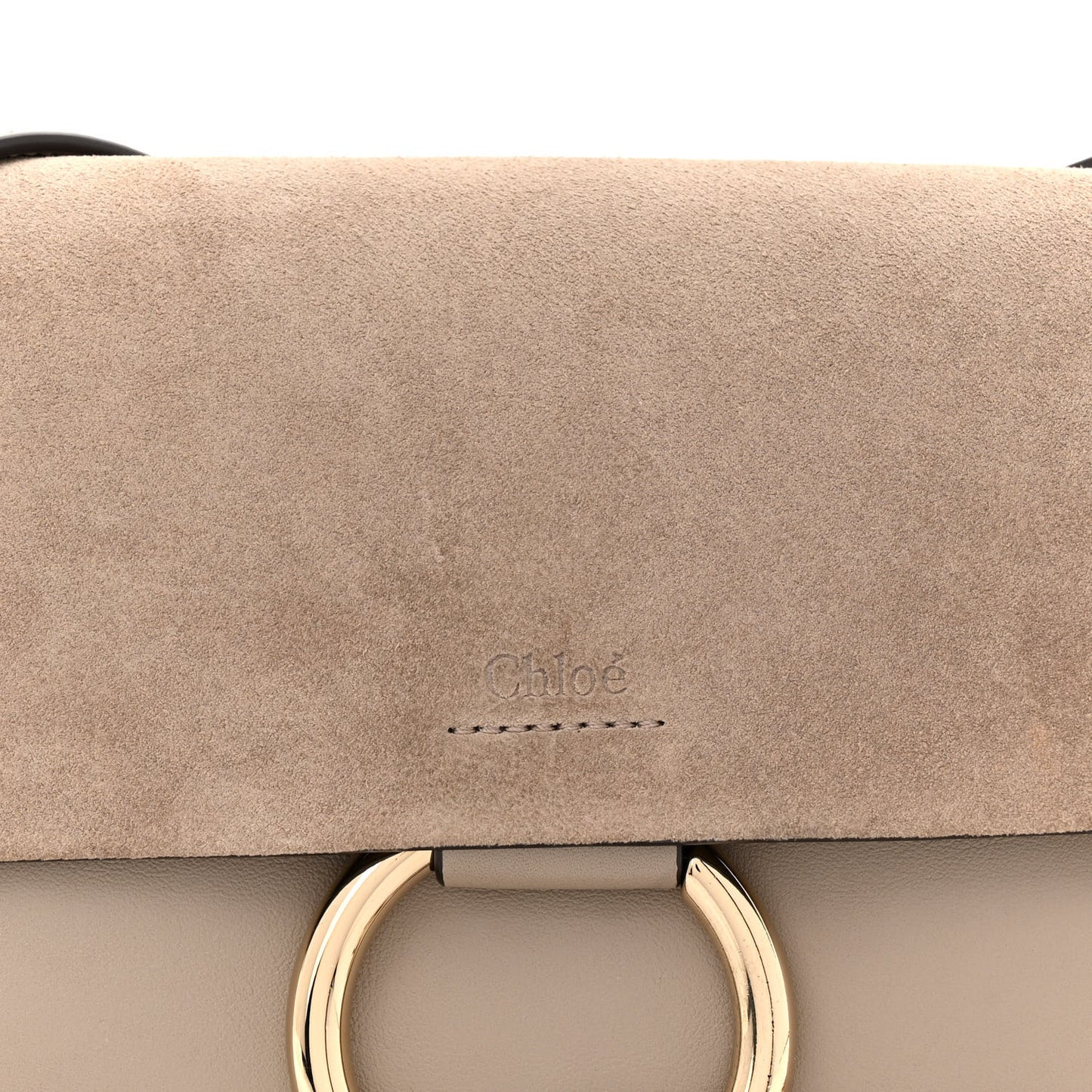 Suede Calfskin Small Faye Shoulder Bag Motty Grey