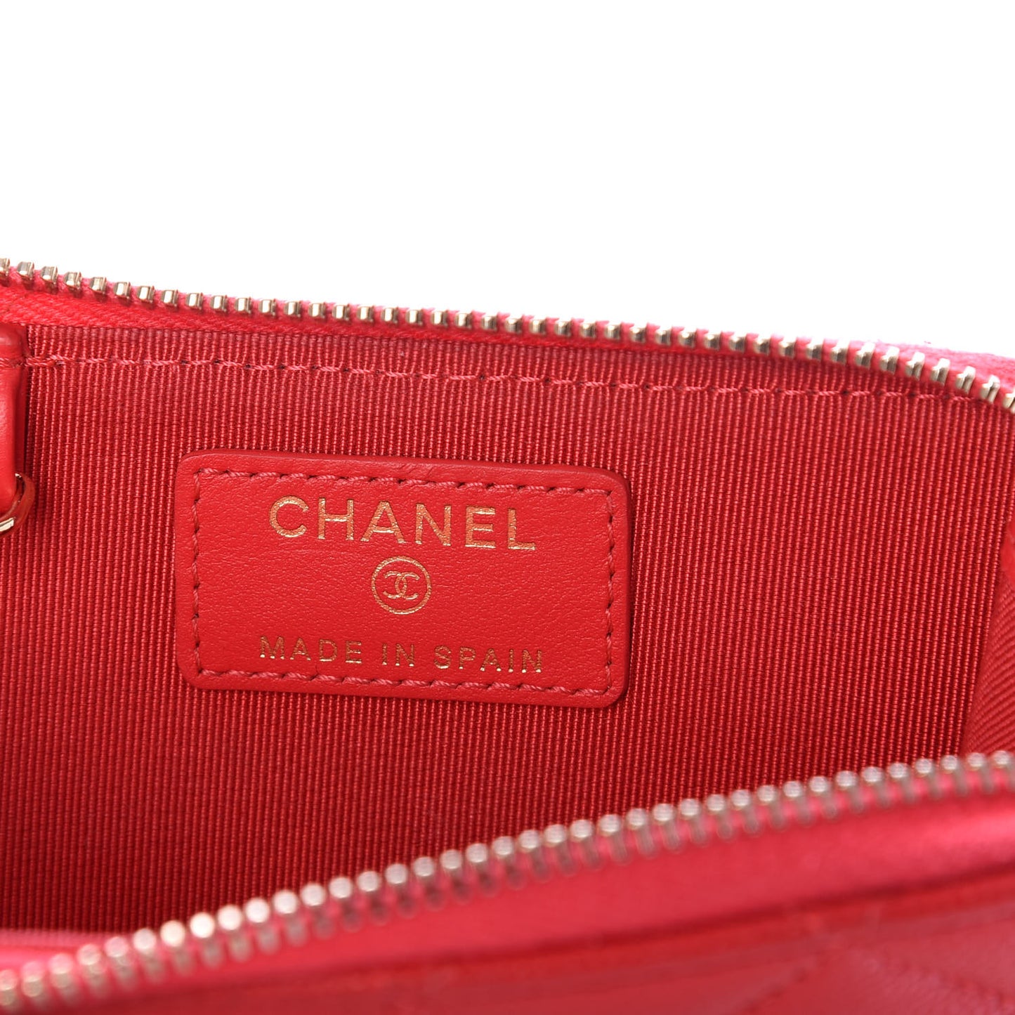 Caviar Quilted Zipped Key Holder Case Red