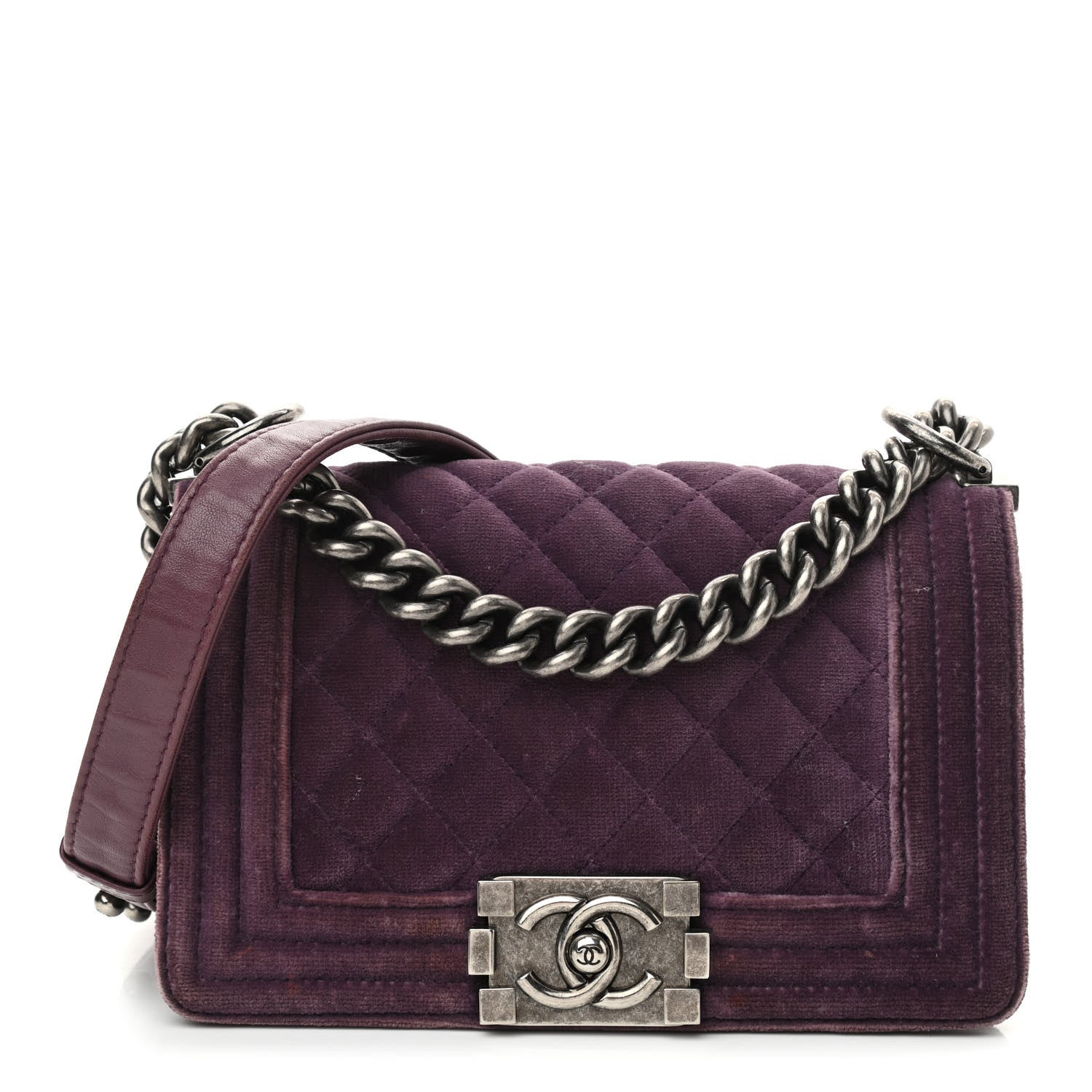 Chanel Velvet Quilted Small Boy Flap Purple 1 of 12