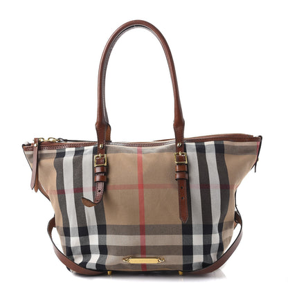 Burberry Canvas House Check Shoulder Bag Saddle Brown 1 of 13