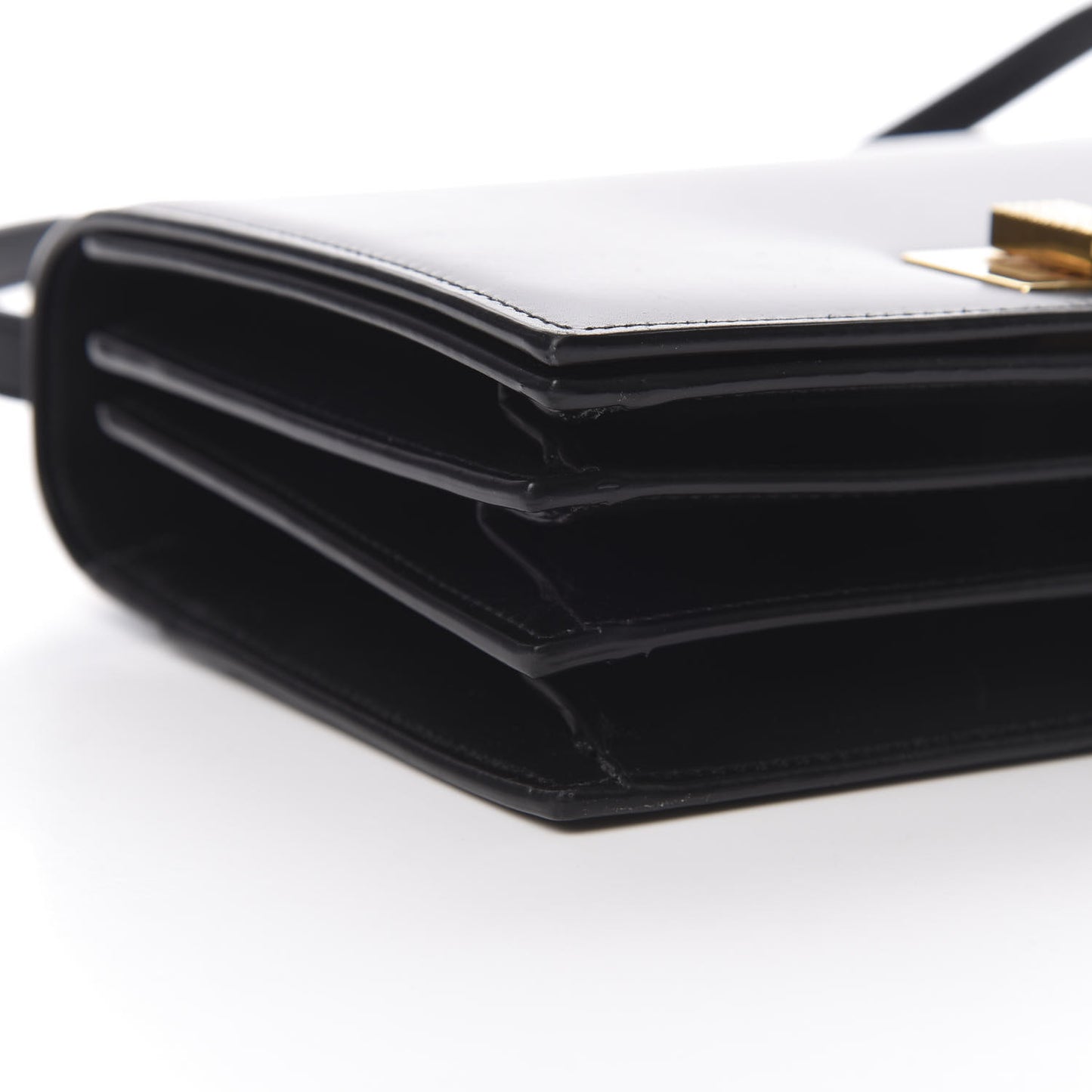 Smooth Calfskin Medium Domino Shoulder Bag Black