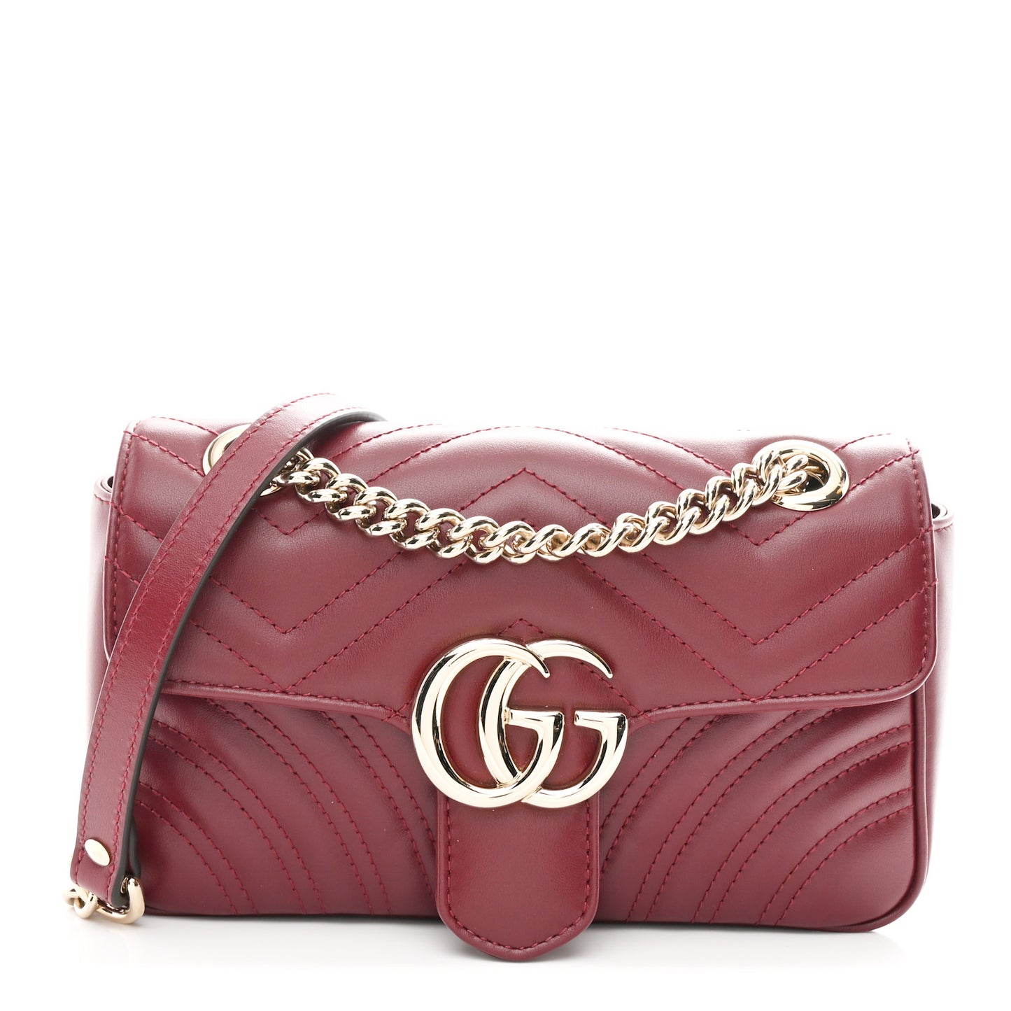 Calfskin Matelasse Mini GG Marmont Shoulder Bag Rosso Ancora