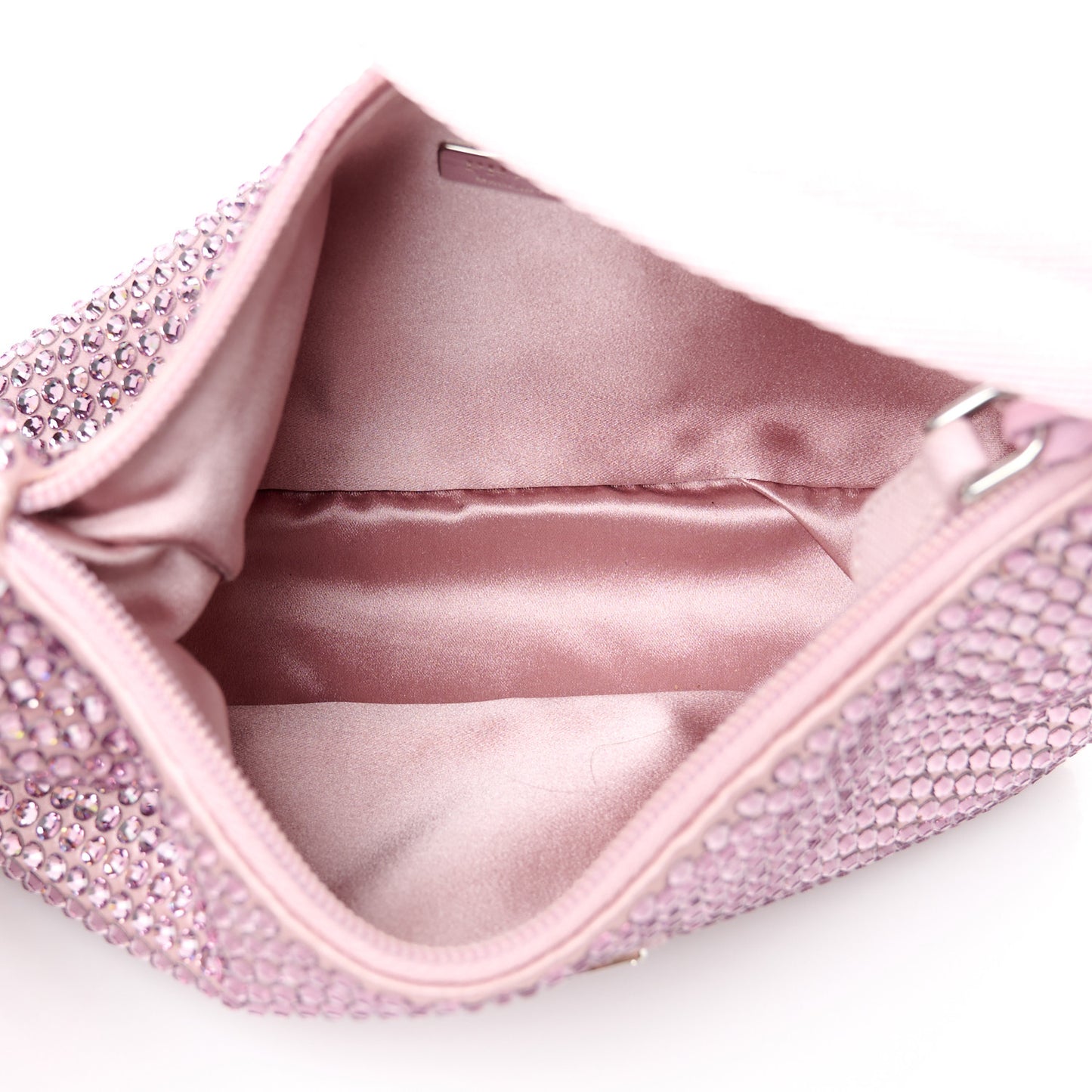 Satin Crystal Mini Re-Edition 2000 Bag Alabastro