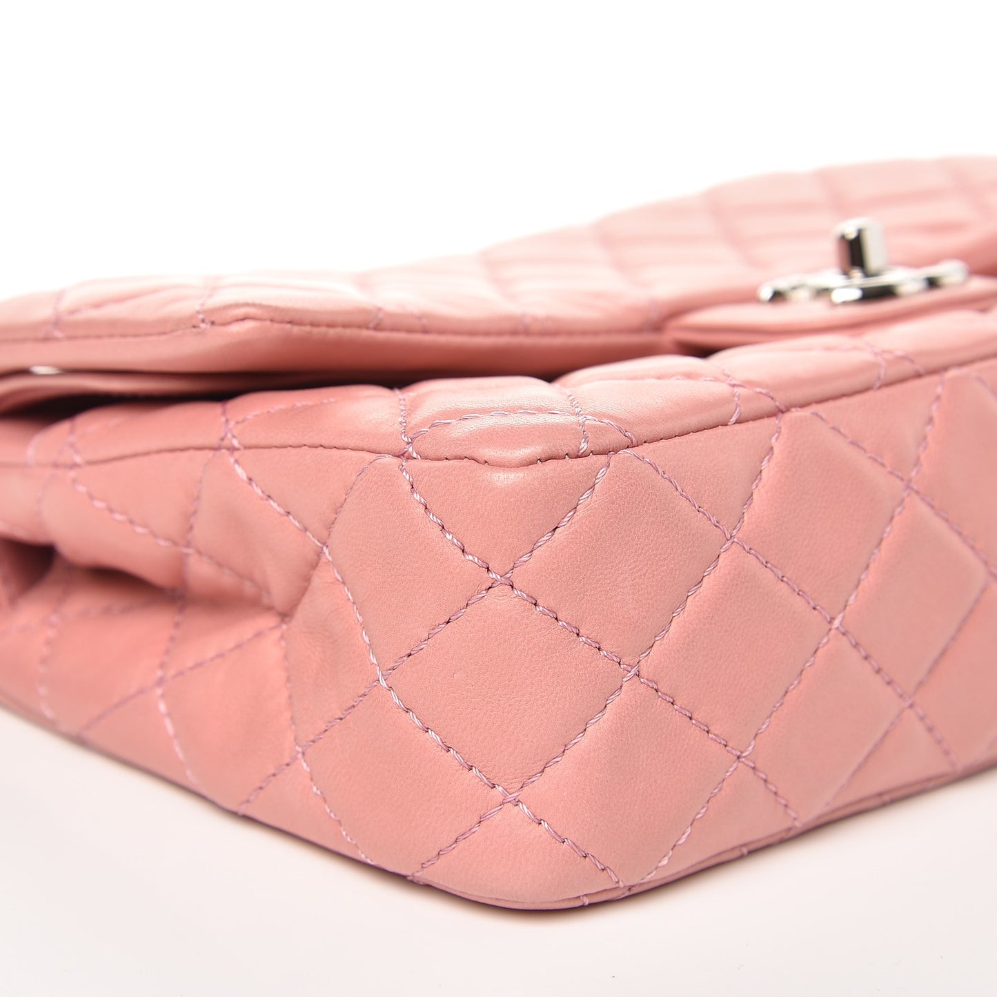 Lambskin Quilted Medium Double Flap Pink