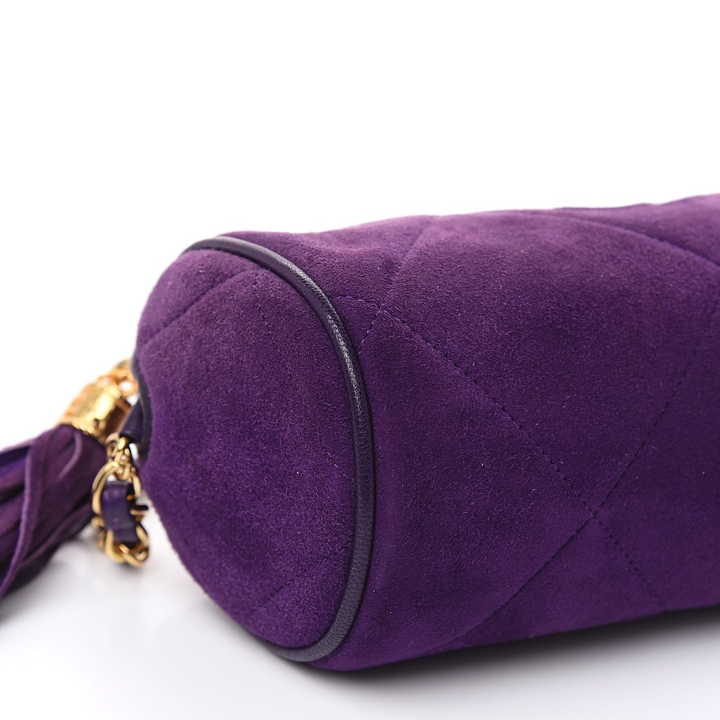 Suede Quilted Small Tassel Shoulder Bag Purple