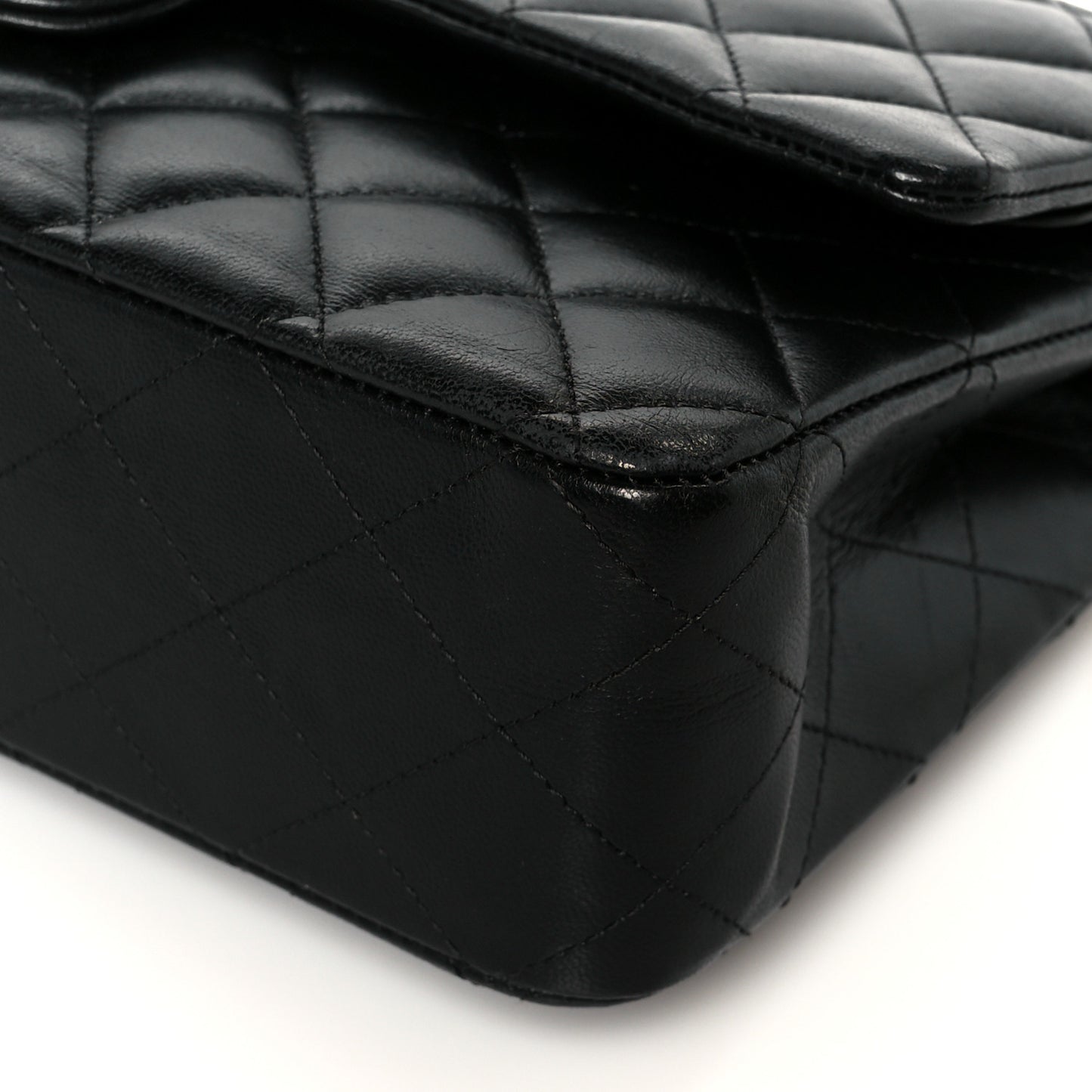 Lambskin Quilted Medium Double Flap Black