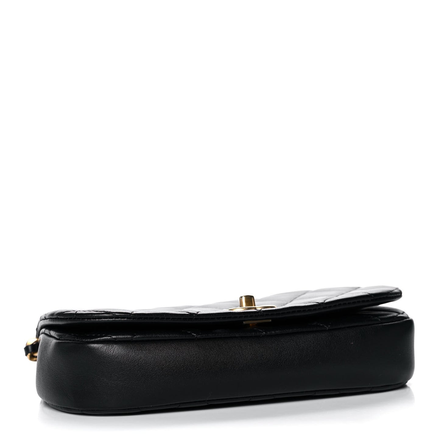 Calfskin Quilted Coco Mail Clutch With Chain Black